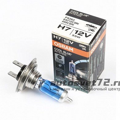 Лампа галогенная H7 12V 55W OSRAM Cool blue Intense +100% света 64210cbn